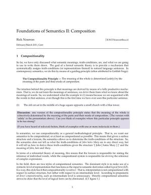 Foundations of Semantics II: Composition