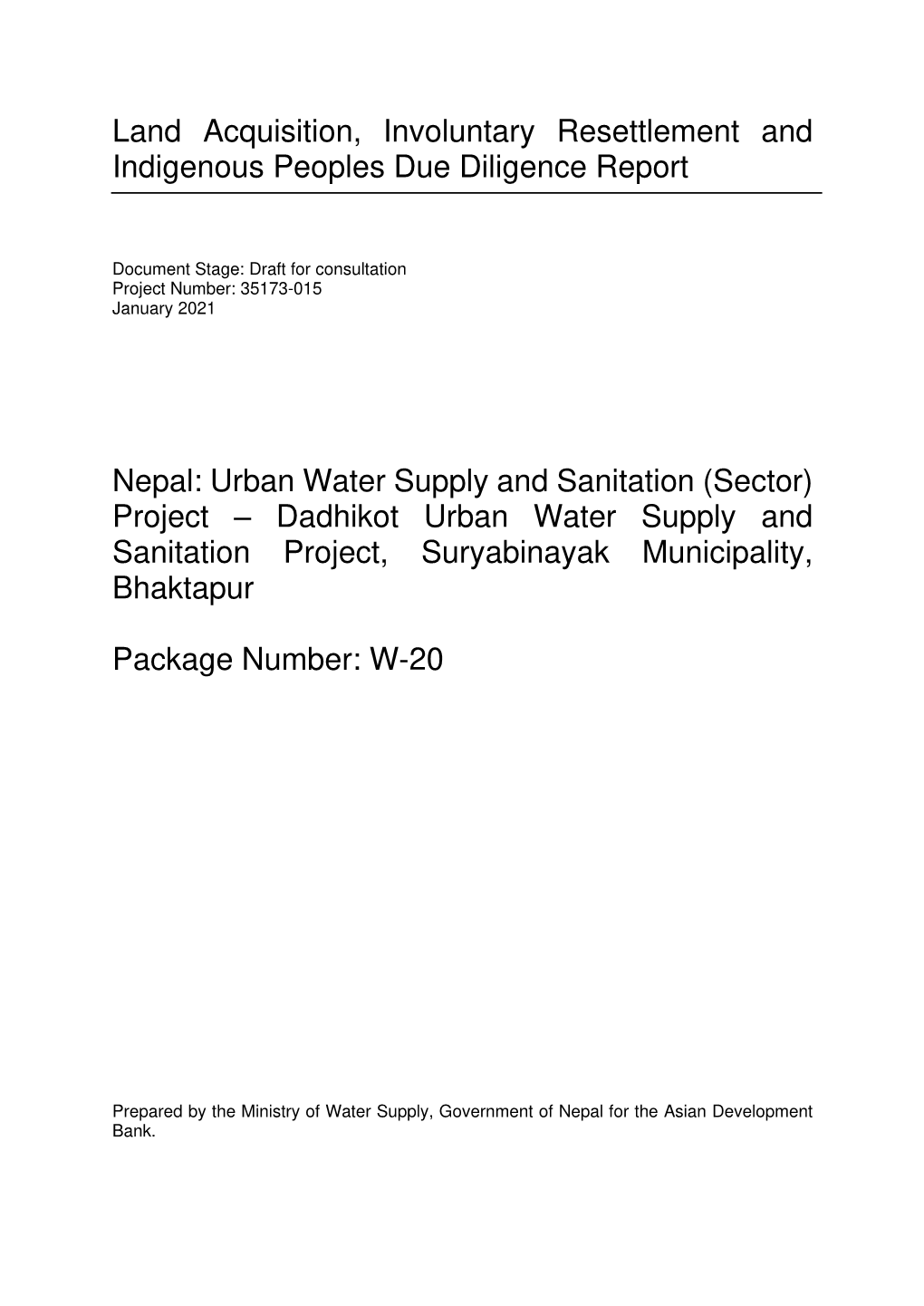 35173-015: Urban Water Supply and Sanitation (Sector) Project