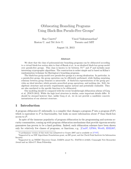 Obfuscating Branching Programs Using Black-Box Pseudo-Free Groups∗