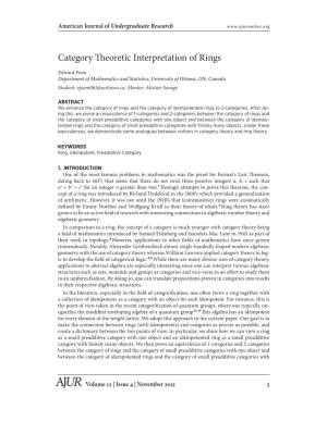 Category Theoretic Interpretation of Rings