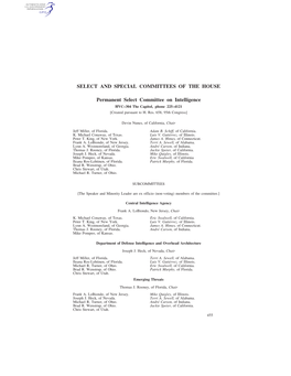 Select and Special Committees of the House
