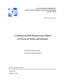 A Utilização Dos Role-Playing Games Digitais No Processo De Ensino