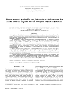 Biomass Removal by Dolphins and Fisheries in a Mediterranean Sea