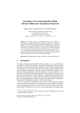 The Impact of Crowdsourcing Post-Editing with the Collaborative Translation Framework