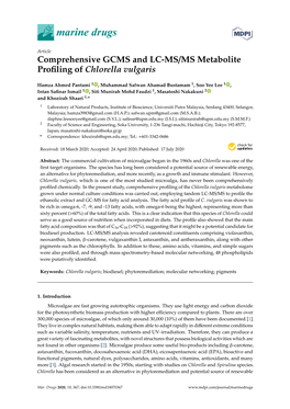 Comprehensive GCMS and LC-MS/MS Metabolite Profiling of Chlorella Vulgaris