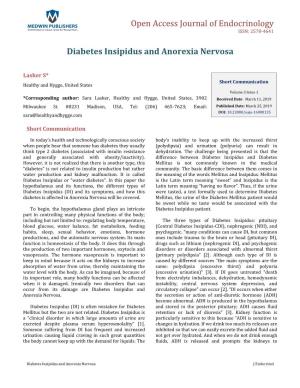 Diabetes Insipidus and Anorexia Nervosa