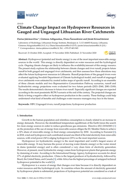 Climate Change Impact on Hydropower Resources in Gauged and Ungauged Lithuanian River Catchments