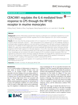 CEACAM1 Regulates the IL-6 Mediated Fever