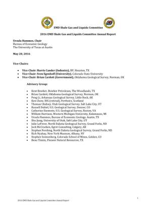 EMD Shale Gas and Liquids Committee