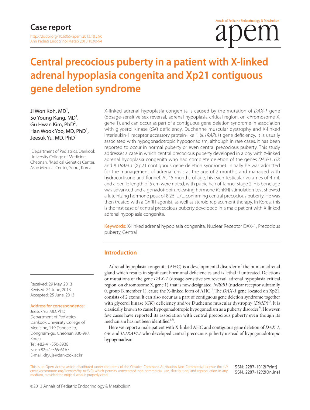 Central Precocious Puberty In A Patient With X-Linked Adrenal ...