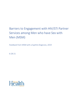Barriers to Engagement with HIV/STI Partner Services Among Men Who Have Sex with Men (MSM)