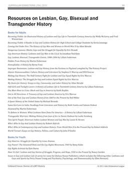 Resources on Lesbian, Gay, Bisexual and Transgender History