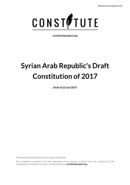 Syrian Arab Republic's Draft Constitution of 2017