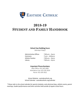 2018-19 Student and Family Handbook