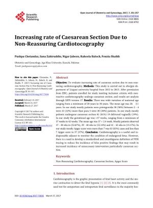 Increasing Rate of Caesarean Section Due to Non-Reassuring Cardiotocography
