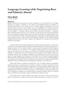 Language Learning While Negotiating Race and Ethnicity Abroad