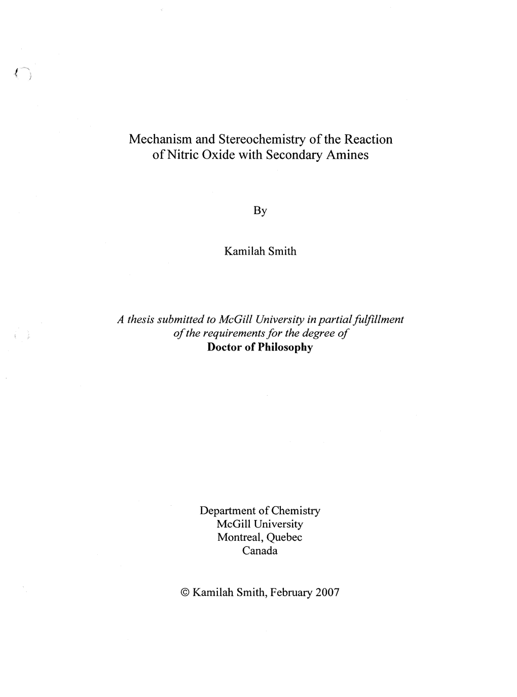 Mechanism and Stereochemistry of the Reaction Ofnitric Oxide with Secondary Amines