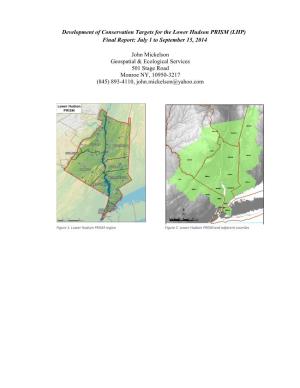 Development of Conservation Targets for the Lower Hudson PRISM (LHP) Final Report: July 1 to September 15, 2014