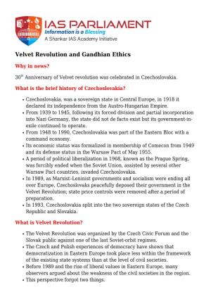 Velvet Revolution and Gandhian Ethics