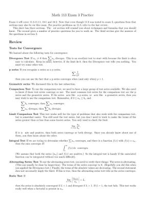 Math 113 Exam 3 Practice Review