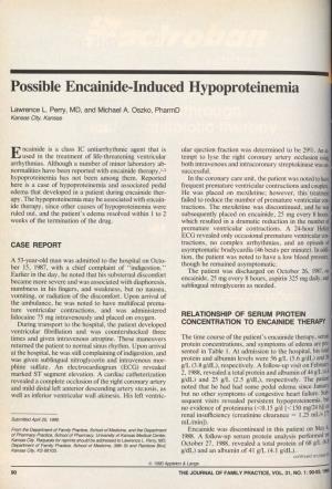 Possible Encainide-Induced Hypoproteinemia