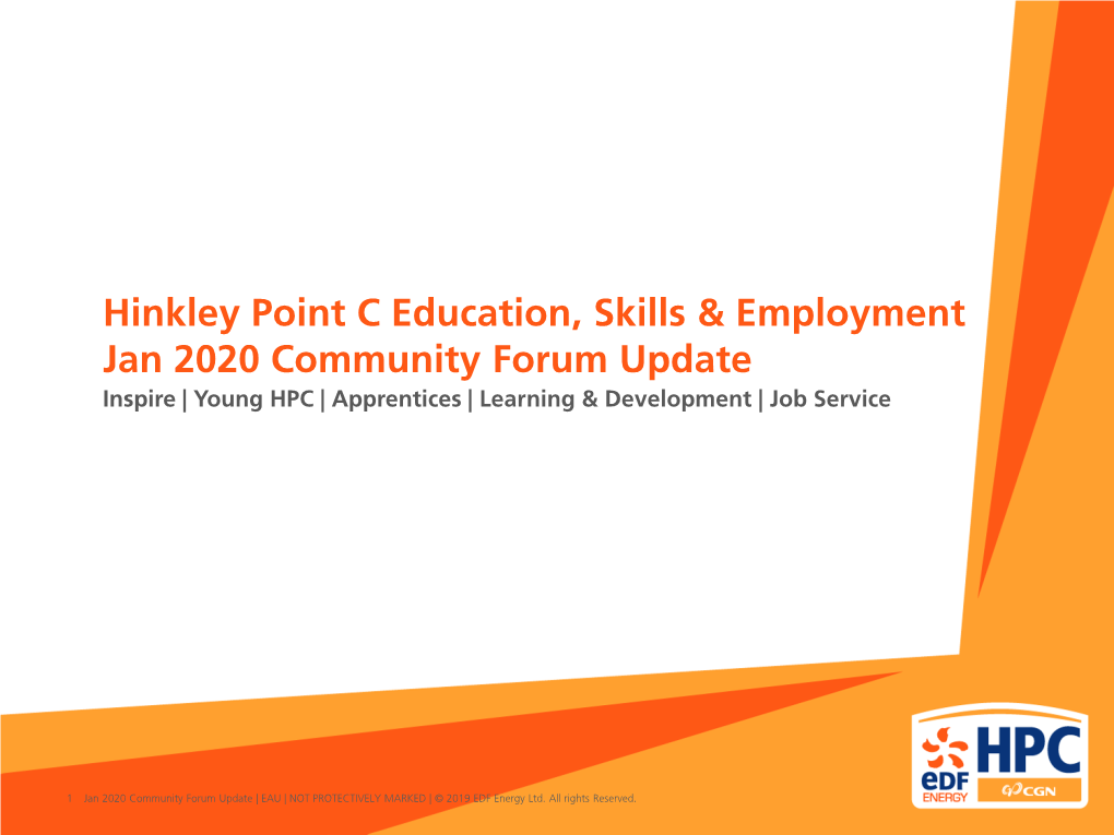 Hinkley Point C Education, Skills & Employment Jan 2020 Community