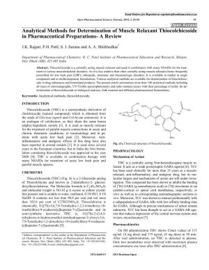 Analytical Methods for Determination of Muscle Relaxant Thiocolchicoside in Pharmaceutical Preparations- a Review