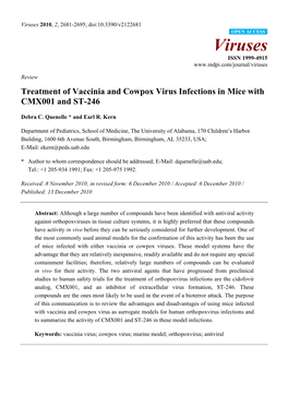 Treatment of Vaccinia and Cowpox Virus Infections in Mice with CMX001 and ST-246