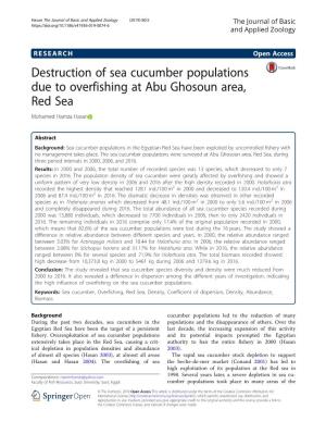 Destruction of Sea Cucumber Populations Due to Overfishing at Abu Ghosoun Area, Red Sea Mohamed Hamza Hasan