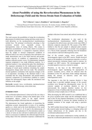 About Possibility of Using the Reverberation Phenomenon in the Defectoscopy Field and the Stress-Strain State Evaluation of Solids