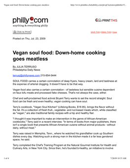 Vegan Soul Food: Down-Home Cooking Goes Meatless