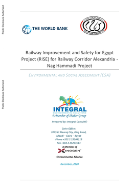 RISE) for Railway Corridor Alexandria - Nag Hammadi Project Public Disclosure Authorized ENVIRONMENTAL and SOCIAL ASSESSMENT (ESA