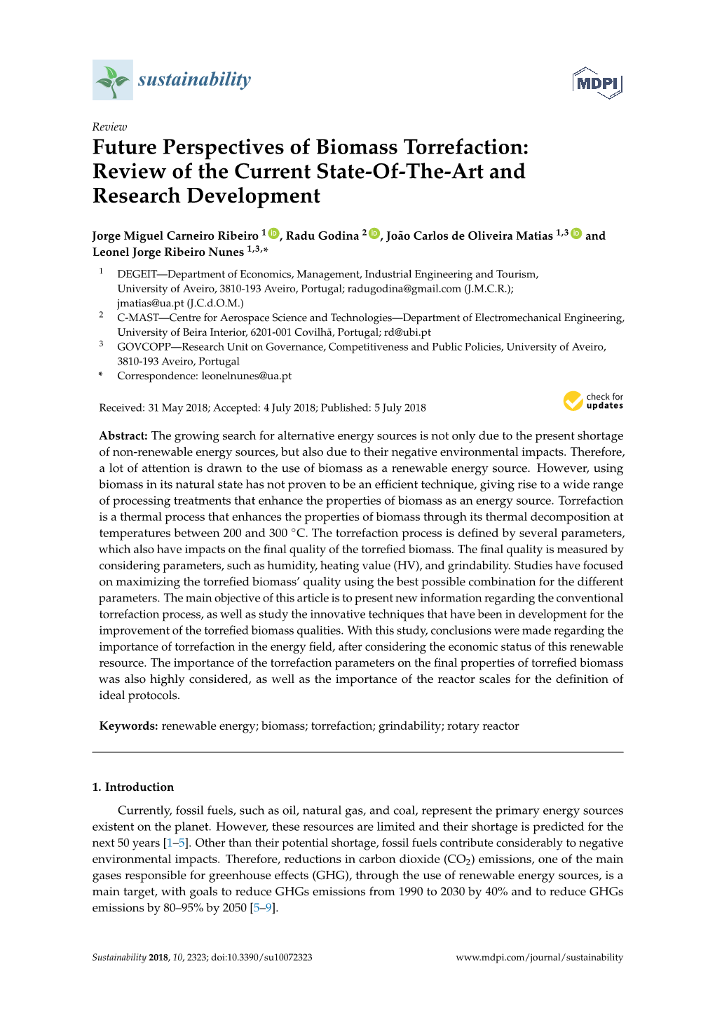 Future Perspectives of Biomass Torrefaction: Review of the Current State-Of-The-Art and Research Development