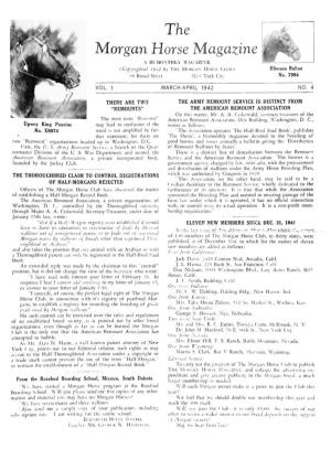 M.Organ Horse Magazine a BI-MONTHLY MAOAZIXE (Copyrighted 19-T2 by the MORGAN HORSI-: CLUB) Illiwana Ruban 90 Broad Street New York City No