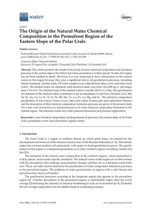 The Origin of the Natural Water Chemical Composition in the Permafrost Region of the Eastern Slope of the Polar Urals