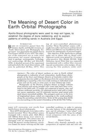 The Meaning of Desert Color Earth Orbital Photographs
