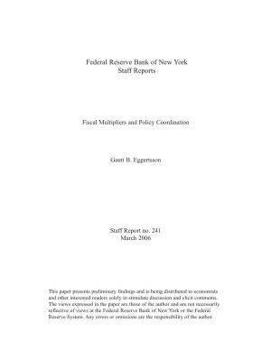 Fiscal Multipliers and Policy Coordination