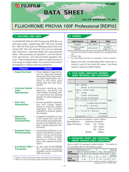 FUJICHROME PROVIA 100F Professional [RDPIII]