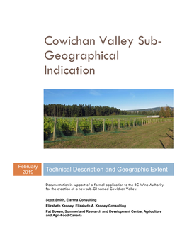 Cowichan Valley Sub-Geographical Indication