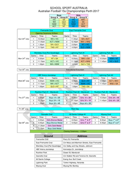 2017 AFL School Sports Fixtures