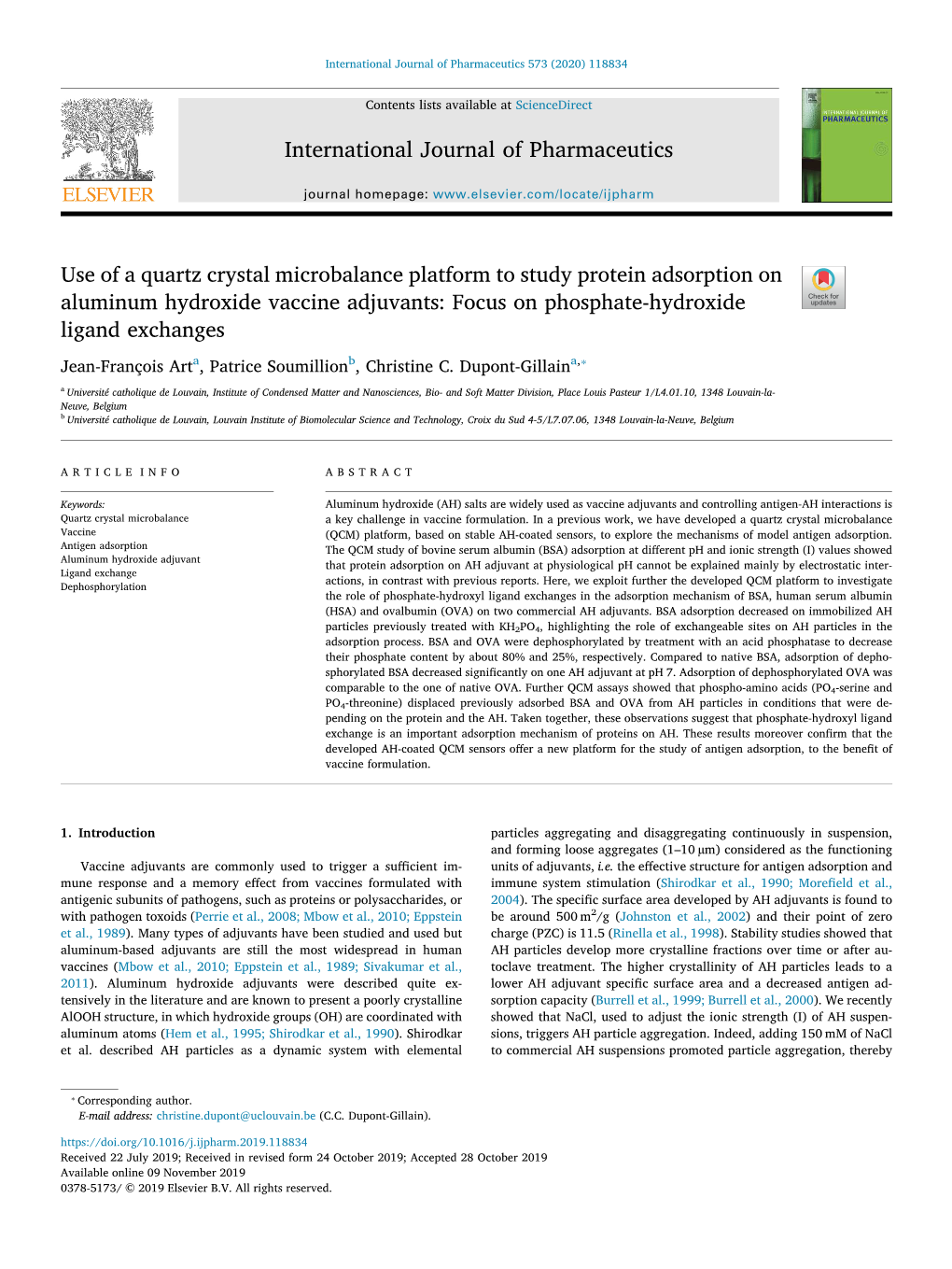 Use of a Quartz Crystal Microbalance Platform to Study Protein Adsorption on Aluminum Hydroxide Vaccine Adjuvants Focus on Phos