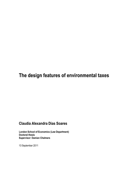 The Design Features of Environmental Taxes