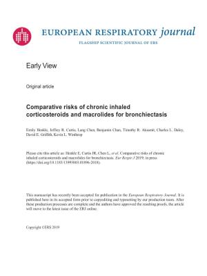 Comparative Risks of Chronic Inhaled Corticosteroids and Macrolides for Bronchiectasis