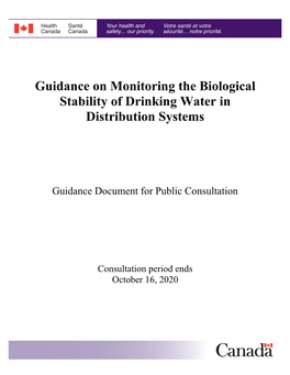 Guidance on Monitoring the Biological Stability of Drinking Water in Distribution Systems