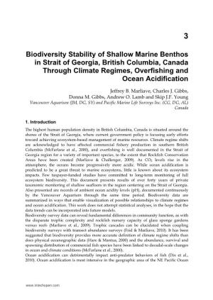 Biodiversity Stability of Shallow Marine Benthos in Strait of Georgia, British Columbia, Canada Through Climate Regimes, Overfishing and Ocean Acidification