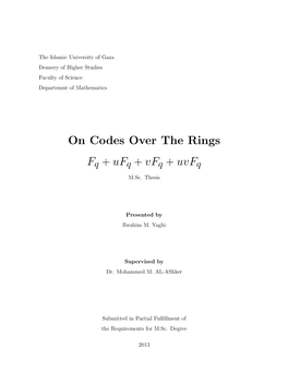 On Codes Over the Rings Fq + Ufq + Vfq + Uvfq