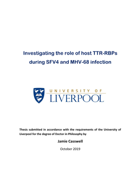 Investigating the Role of Host TTR-Rbps During SFV4 and MHV-68 Infection