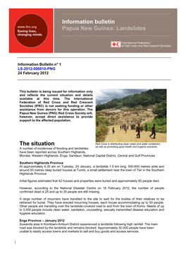 The Situation Information Bulletin Papua New Guinea: Landslides