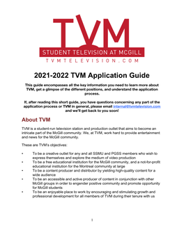 2021-2022 TVM Application Guide