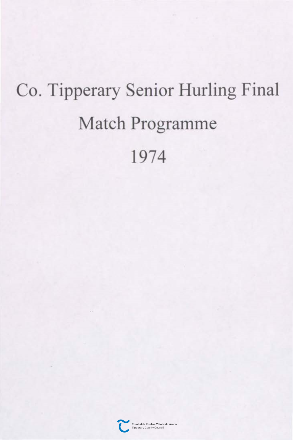 Co. Tipperary Senior Hurling Final Match Programme